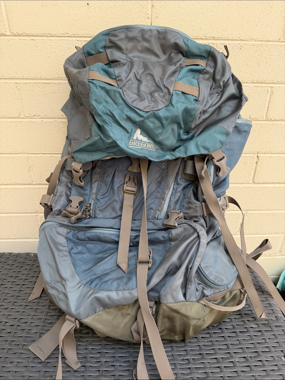 Gregory Teal Blue Gray Multi-Compartment Hiking Backpack